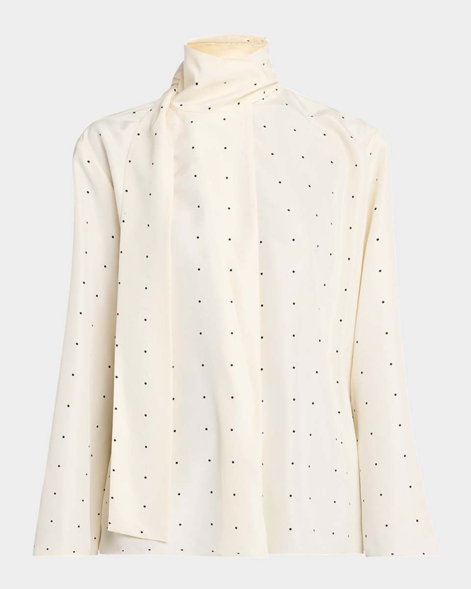 Polka Dot Silk Satin Sash Top